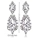 Miraculous Garden Women's Silver Gold Rose Gold Tone Plated Crystal Rhinestone Drop Earrings for Mother's Day (Silver tone plated white crystal)