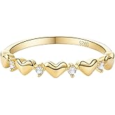 TOPROO 14K Gold Plated Heart Ring, 925 Sterling Silver Promise Ring for Women, Engagement Love Band with Cubic Zirconia Jewelry Rings