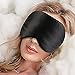 Eodo 100% Pure Silk Filled Eye Mask/Sleep Mask and Ear Plugs for Travel/Nap - Black (Black)