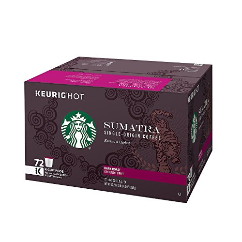 STARBUCKSSumatra Single-Origin Coffee (Earthy and Herbal) Dark Roast Ground Coffee 72 K-Cup Pods