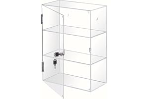 KALOTIDY Acrylic Display Case with Lock – Acrylic Storage Chest for Figures, Collectibles, Jewelry, Expensive Items & More – Secure and Organized Storage (Fixed Shelves-A, Rectangle)