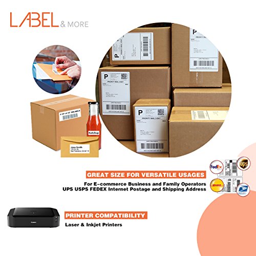 Half Sheet Self Adhesive Shipping Labels 5-1/2"x8-1/2" inches UPS USPS FEDEX Internet Postage Address Labels for Laser and Inkjet Printers [100 Sheets 200 Labels] - Thumbnail 5