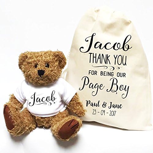 Personalised wedding teddy bear Thank You Pageboy and gift bag Script Design