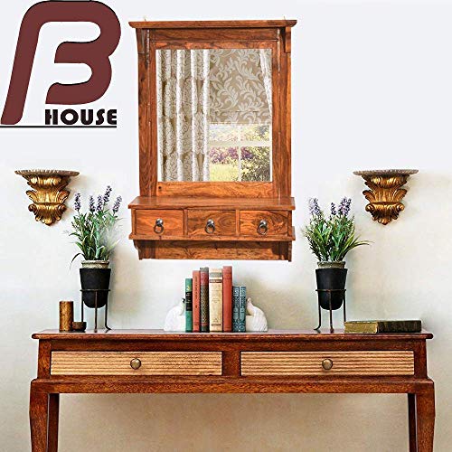 Bharat Pratham Wooden Dressing Table For Bedroom With 2 Storage