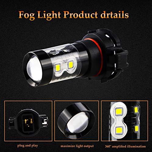 Dantoo 2 x 2504 LED 12276 PSX24W Fog Light Bulbs Extremely Bright 6000K 10 SMD LED Bulbs Fog Light Lamp Replacement for DRL or Fog Lights, Xenon White - Thumbnail 5