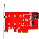 Optimal Shop 2 Port M.2 NGFF B + M Key SSD to PCI-E X4 and SATA III 3 Adapter Card Supports 2230,2242,2260,2280 Size NGFF SSD (2 Port M.2 NGFF B + M Key SSD)
