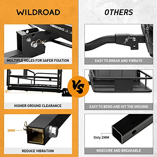 Wildroad Hitch Mount Cargo Carrier Basket 500 LBS Folding Vehicle Cargo