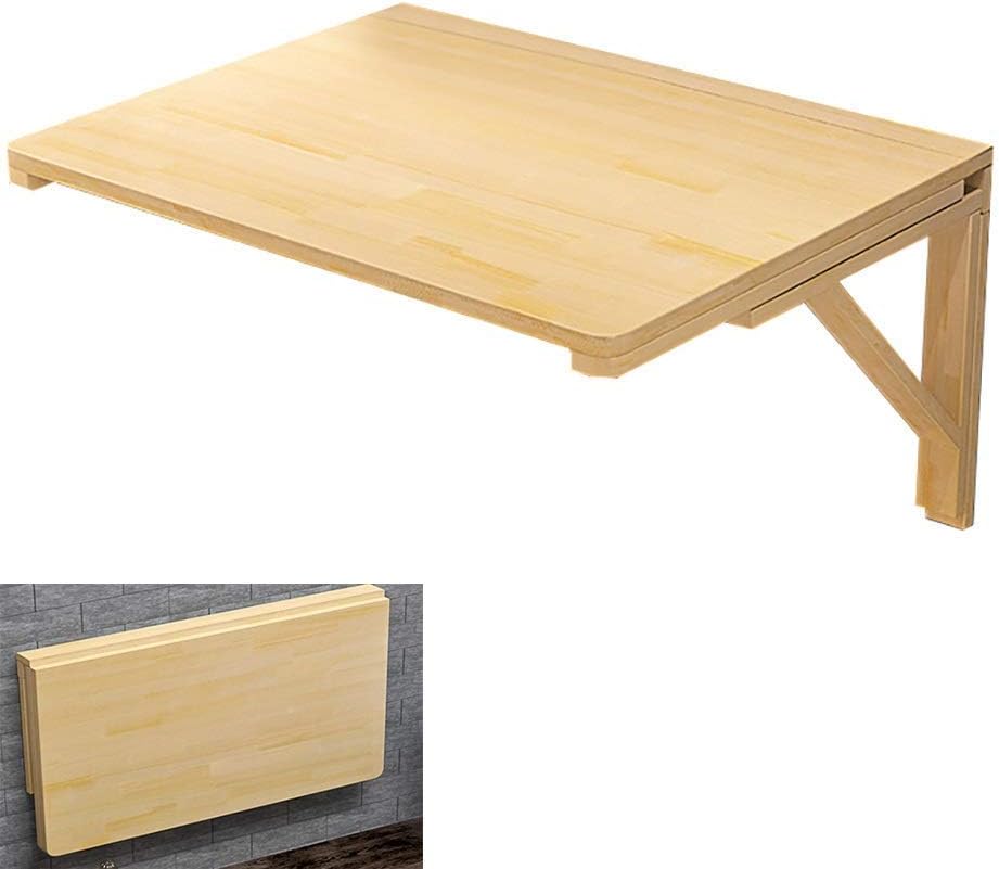 Wall folding table made of wood with shelves and worktop, compact computer table for living room