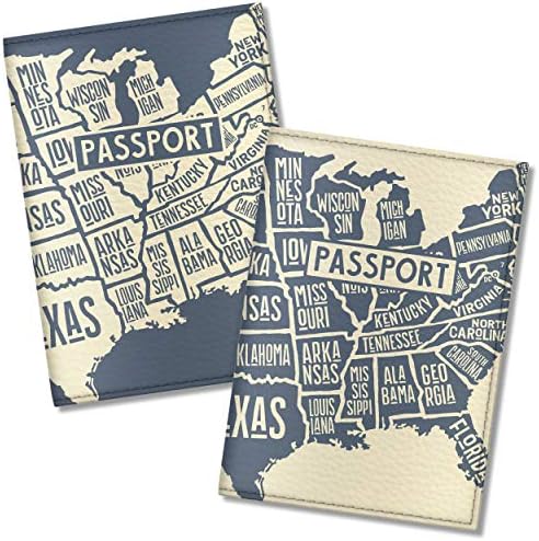 Couple Vegan Eco Leather Passport Cover for Family (USA Map)