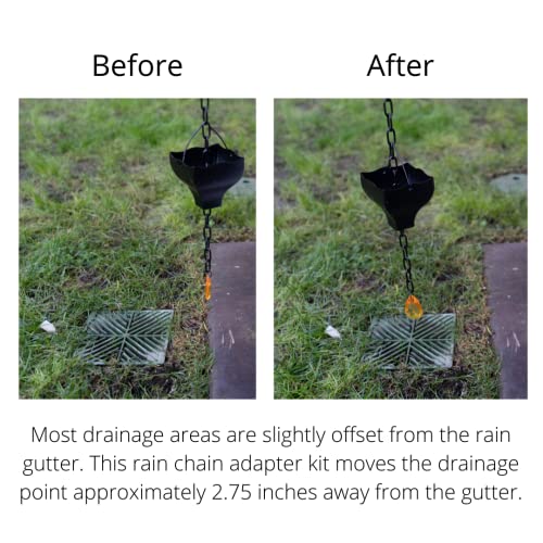 Jitane Rain Chain Gutter Adapter Kit Stainless Steel Offset for