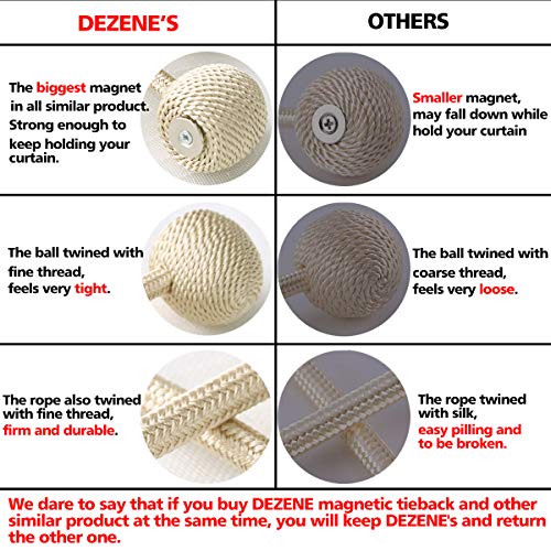 image for DEZENE Curtain Tiebacks with Magnetic,The Most Convenient Drape Tie Ba