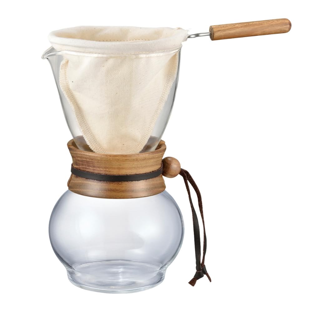 Hario 480ml Heatproof Glass and Wood Drip Pot Woodneck Pourover Coffee Maker, Pack of 1, Clear