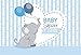 MEHOFOTO Photo Background Cute Blue Stripe Prince Boy Baby Shower Balloon Elephant Love Party Backdrops Banner for Photography 7x5ft