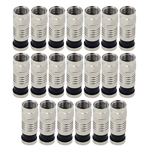 ESUMIC RG6 F Type Connector Coax Coaxial Compression Fitting 20Pack (Black-BW)