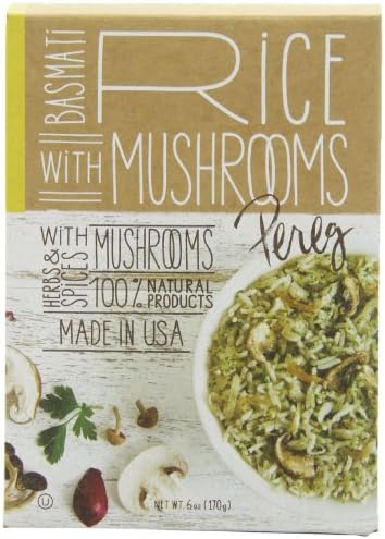 Pereg Natural’s Basmati Rice (6 oz) with Mushrooms & Herbs - Extra Long, Naturally Aged & Aromatic Grain - Non-GMO & Flavored Basmati Rice - Serves Four