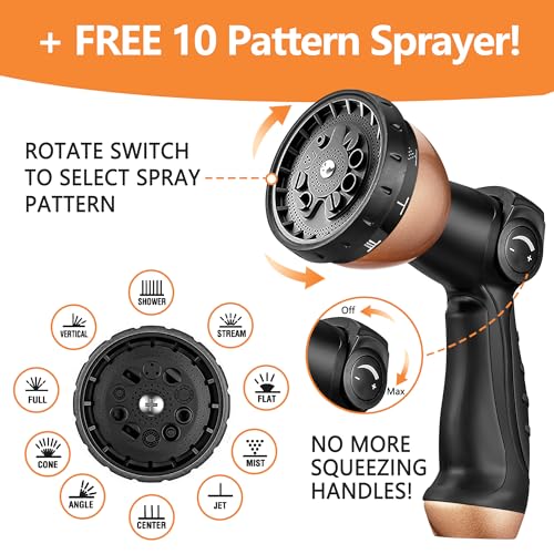 50 ft Garden Hose - Expandable Garden Hose with 10 Function Spray Nozzle - Kink-Free, Lightweight, Durable, Flexible, 2026 New Retractable Water Hoses for Yard, Lawn, Gardening(Black Rose gold)