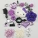 Mini kitty- DIY deep Purple flowers hello kitty cat head series Black Mirror love pearls bag Kawaii Cabochon Deco Kit / Set ,cellphone diy Valentine's Day Lovers Easter best unique creative cool gift for iphone 4 4S ,iphone 5 5c 5G,iphone 6 iphone 6 plus for samsung note 4 samsung s5 mini s5 i9600 for samsung galaxy s3 i9300 ,samsung galaxy s4 i9500 note4 for nokia for motorola for htc for sony ,etc (Phone shell is not included, only DIY material contained)+ free microfiber cloth