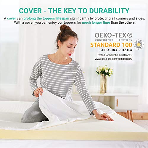 RECCI 4Inch Premium Foam Mattress Topper Queen, 2Layer Pressure