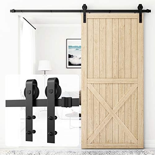 Homlux 8ft Heavy Duty Sturdy Sliding Barn Door Hardware Kit Single Door