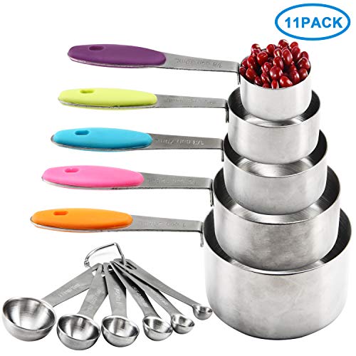 Measuring Cups and Spoons Set,RUCKAE 11 Piece Stainless Steel Measuring Cups and Spoons with Multiple Size, Space Saving, Great for Dry and Liquid Ingredients - Thumbnail 7
