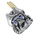 LineAve Men's Stainless Steel Captain Skull Pirate Ring, Size 9, 8h5058s09