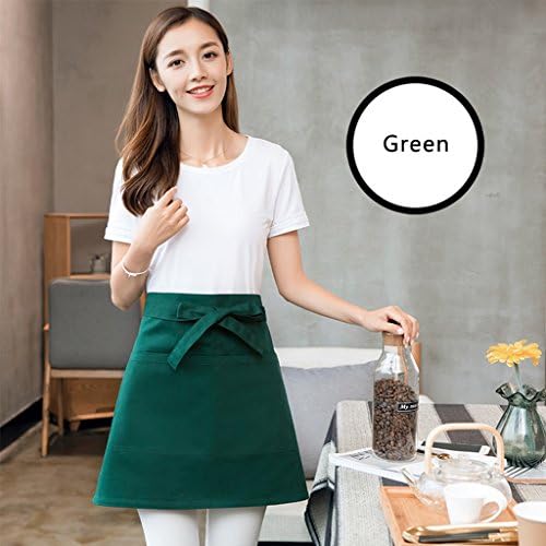 Wddwarmhome Apron Half Body Korean Style Fashion Waiter Milk Tea Shop Men And Women Waist Coffee Shop Work Clothes ( Color : Green )