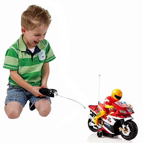Red and Gold 'Speed Demon' Electric Radio Remote Controlled Racing Motorcycle with Driver, Lights & Sound Effects by Dimple
