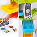 Wooden 4 Lanes Ramp Race Track Tower Games with 4 Mini Racing Cars Toy Set for Kids Toddlers