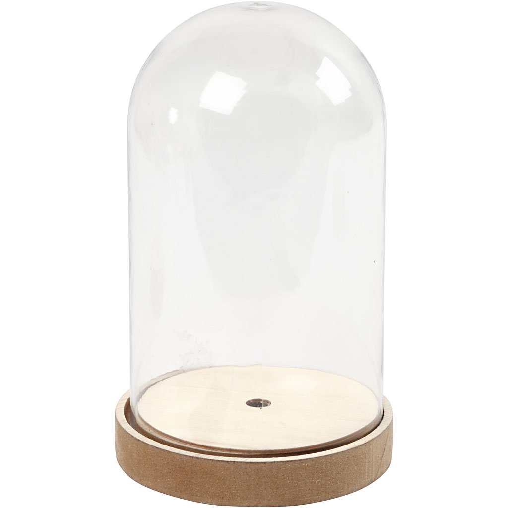 Create Crafts 52163 Bell Jar on Wooden Stand 18 x 11cm,white