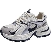 Hhhchpm Chunky Sneakers for Women Platform Tennis Fashion Dad Shoes Mesh Breathable Casual Wedge Lace Up Walking Sneakers