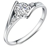 Women's White Cubic Zirconia Love Promise Cz Ring Engagement Wedding Eternity Bands Silver