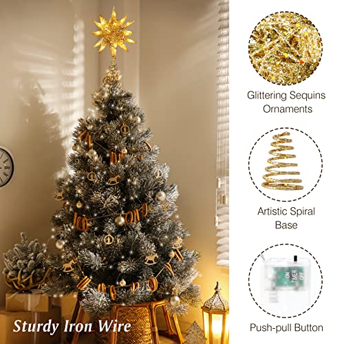 Lewondr Christmas Star Tree Topper, Battery Powered 3D Geometric Star