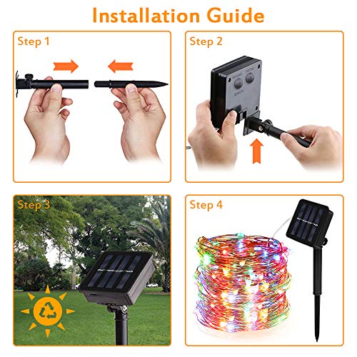 Molbory Solar String Lights Outdoor,2-Pack 33FT 100LED Fairy Lights with 8 Modes Decoration Copper Wire Lights Waterproof Indoor Outdoor Lighting for Patio Yard Trees Christmas Wedding Party