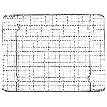 ITSPEA Heavy Duty Grill Net Roasting Rack Cooling Rack with 4 Legs Wire Grate 9in x 12.3in Oven and Dishwasher Safe Wire Rack Non-Stick Cross Grid Rust Free(9