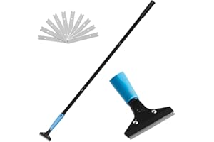 LUVENIA Heavy Duty 4-inch Razor Blade Floor Scraper, 18-45 Inch Long-Handle Scraper, with 10 Blades, Painting stripping tools, for Cleaning Caulk, Paint, Glue on Glass, Tiles, Walls