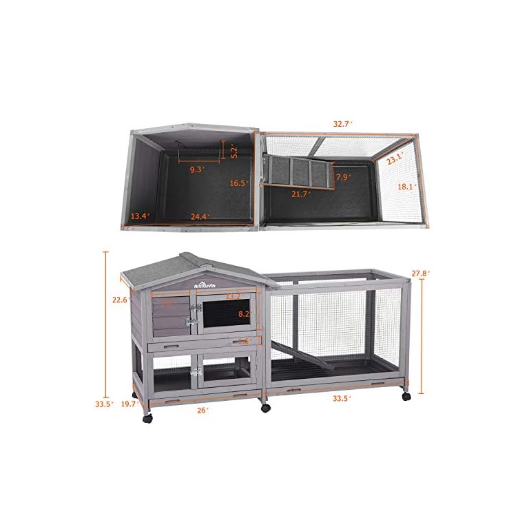 Aivituvin Rabbit Hutch Indoor 62″ Rabbit Cage Outdoor Chicken Coop