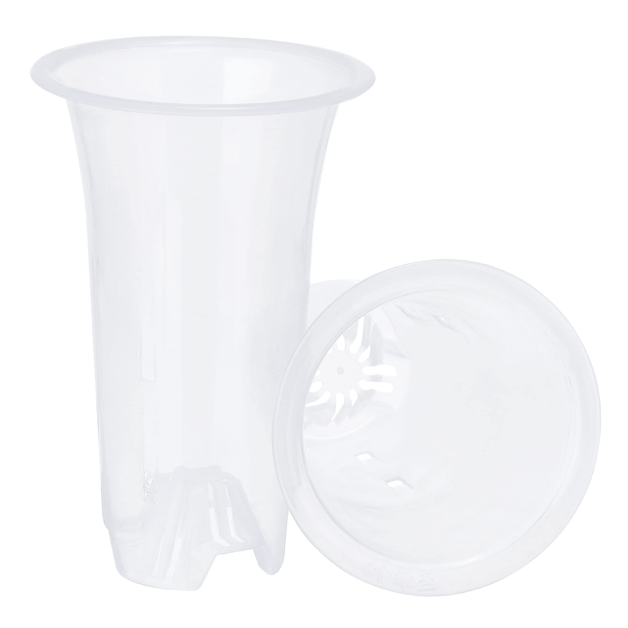 PATIKIL 5 Inch Plastic Orchid Pot with Holes, 2 Pack Flower Starting Plant Container for Garden Indoor, Clear