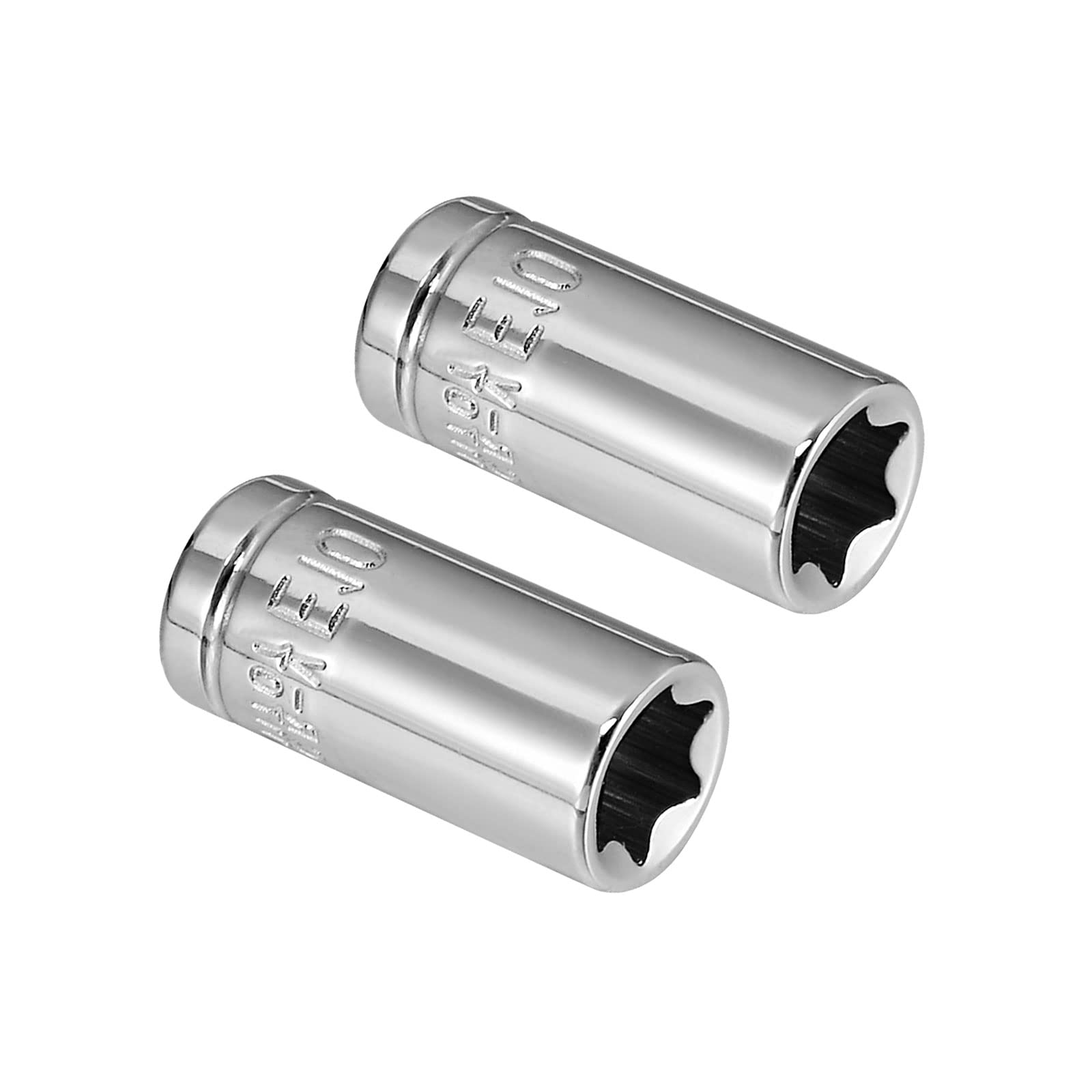 Kozelo 2pcs External Torx Shallow Socket - [1/4 Inch x E10] Square Drive for Car Mechanical Equipment Repair Use, CR-V Steel Metric Sizes