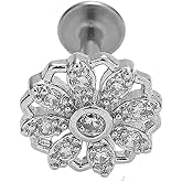 Niaspi 16G CZ Flower Labret Monroe Lip Rings 316L Surgical Steel Tragus Helix Cartilage Flat Back Earrings Studs Medusa Piercing Jewelry for Women