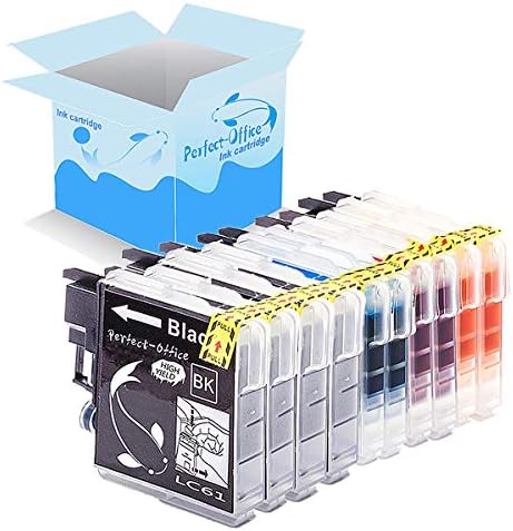 Perfect-Office 10 Pack 61XL Cartridge Replacement LC-61 Compatible DCP-165C DCP-375CW MFC-J220 MFC-255CW MFC-J265W MFC-5490CN MFC-6490CW Printer (4 Black, 2 Cyan, 2 Magenta, 2 Yellow)