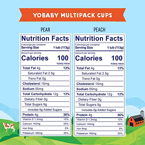 Stonyfield Organic YoBaby Stage 1 Baby Yogurt Cups, Pear & Peach, 6 Ct