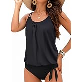 Women Blouson Tankini Top Only - Loose Fit Swim Top Bathing Suit No Bottom Modest Swimsuit Swim Tank Top 2025