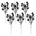 KI Store Black Christmas Tree Picks Stems Pack of 9 Artificial Glittered Berry Stems Black Tree Ornaments Decoration for Xmas Tree Halloween Wreath Garland Handcraft