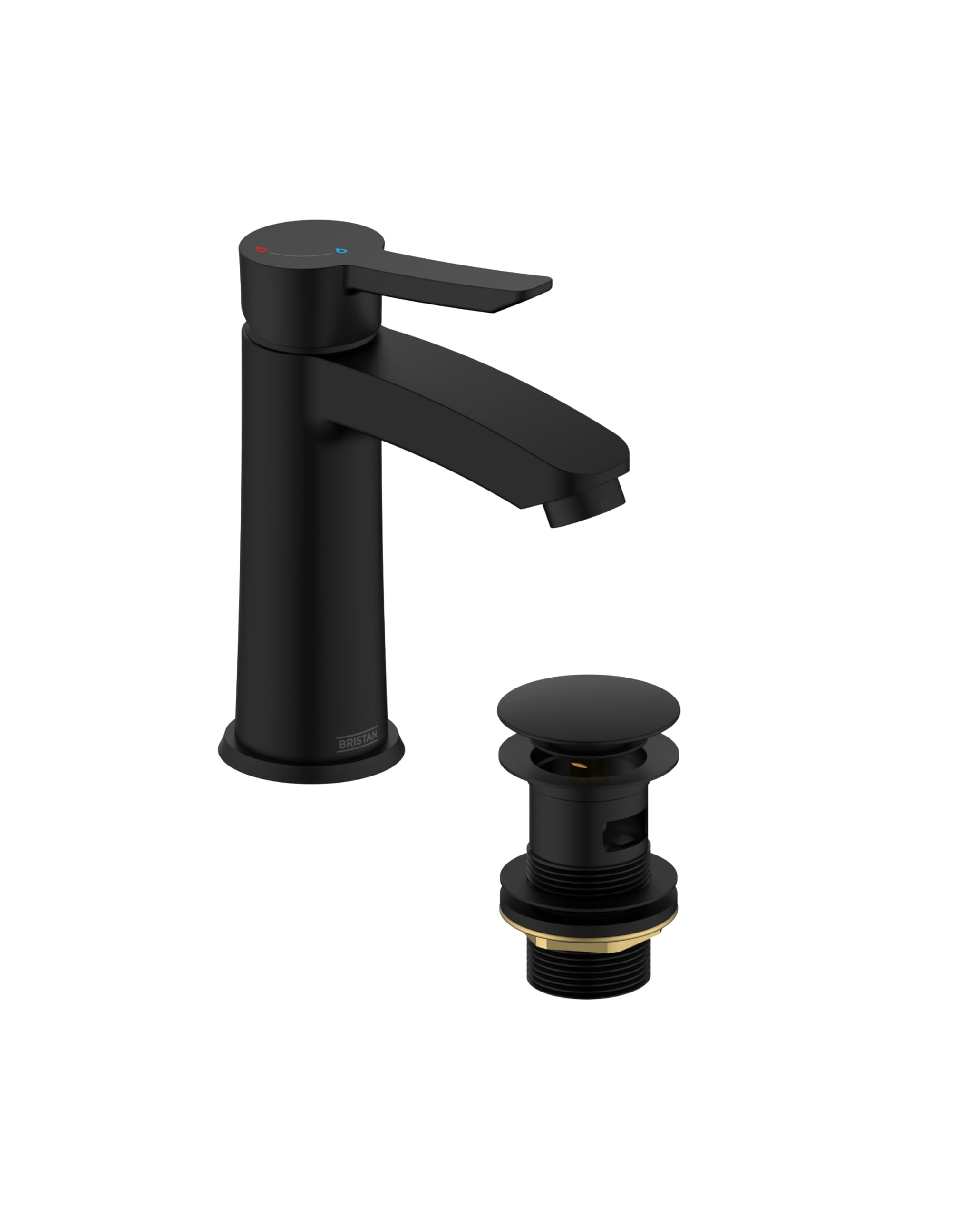Bristan Apelo Eco Start Basin Mixer with Clicker Waste Black