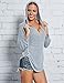WLLW Womens Long Sleeve Deep V Neck Drawstring Sweatshirt Hoodies Tops Blouse
