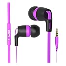 FOU Earbuds Earphones Headphones With Microphone Wired HIFI Stereo Bass In-ear Earbuds Headsets With Inline Remote Control for iOS/Android (Black/Purple)