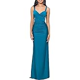 "Tiana" Long Power Sateen Tie Back Dress