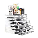 MVPOWER Acrylic Makeup Organizer Jewelry and Cosmetic Storage Cases 6 Tier Drawers Storage Case