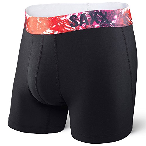 Saxx Mens Fiesta Boxers Underwear Medium Black Infrared Palm