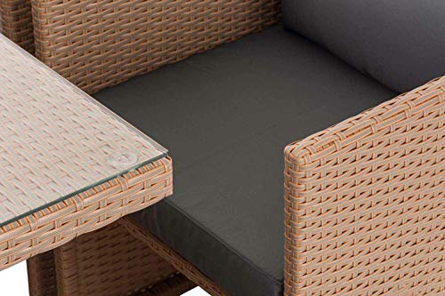 CLP XXL Polyrattan-Sitzgruppe Maui | Gartengarnitur bestehend aus 6 Sesseln, 4 Hockern und einem Esstisch | Sitzgruppe… – Bild 6
